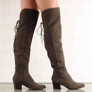 Aldo Taupe Suede Jeffres Calf Lace Up Over-The-Knee Zipper Boots - Size 7.5